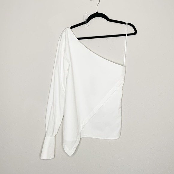 OUD Paris One Shoulder Asymmetrical Hem White Shirt Size XS - Picture 2 of 8
